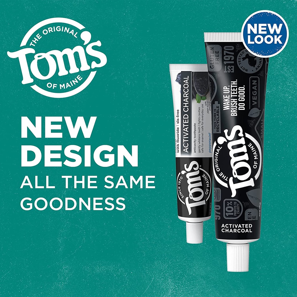 Kem giúp trắng răng với than hoạt tính Tom's of Maine Activated Charcoal Whitening Toothpaste 133g (Mỹ)