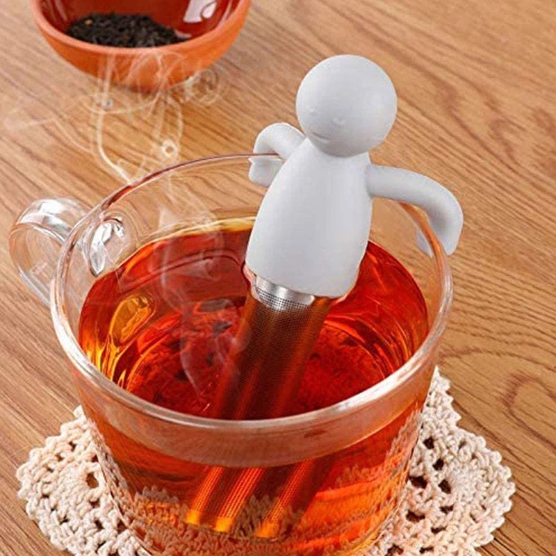 Dụng Cụ Lọc Trà / Cà Phê Hình Người Nhỏ Bằng Thép Không Gỉ Nhiều Màu Dễ Thương