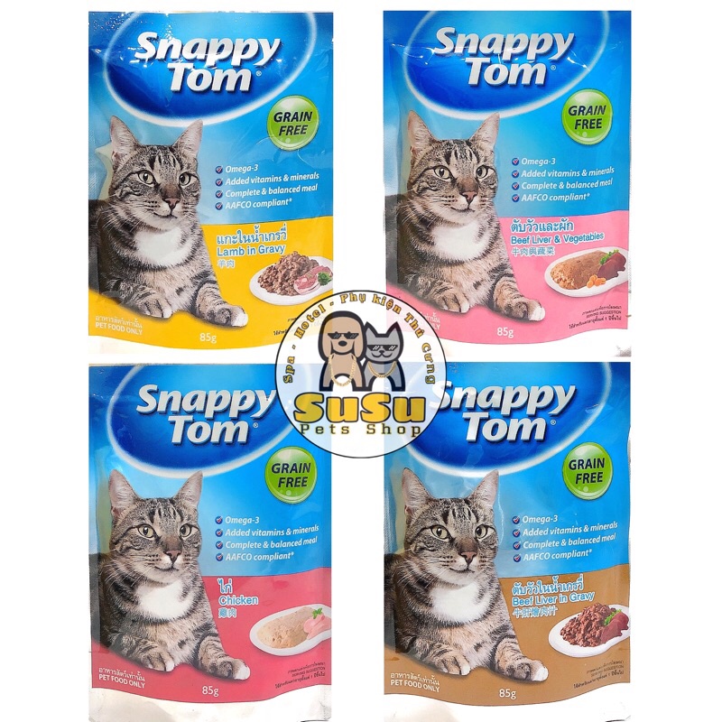 Thức Ăn Pate SNAPPY TOM Cho Mèo Lớn Dạng Gói 85g