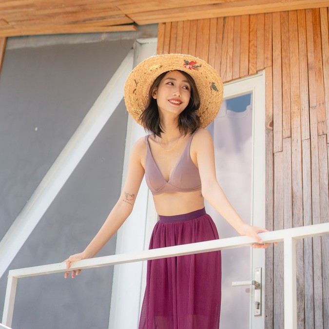Bộ Quần Áo Lót Nữ Bralette Mistral Trơn Không Gọng Tháo Mút Mỏng (Mustoto MA32)