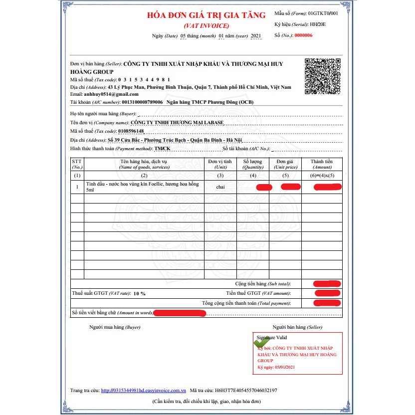 Tinh dầu - nước hoa Foellie, hương hoa hồng 5ml