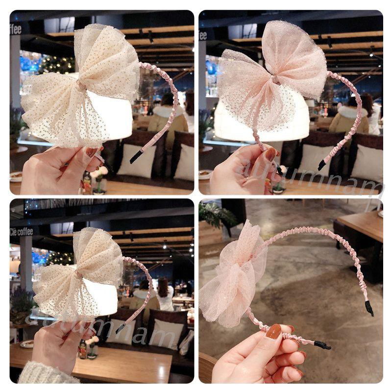 Băng Đô Đính Nơ Kim Sa Lấp Lánh Xinh Xắn Cho Bé Gái