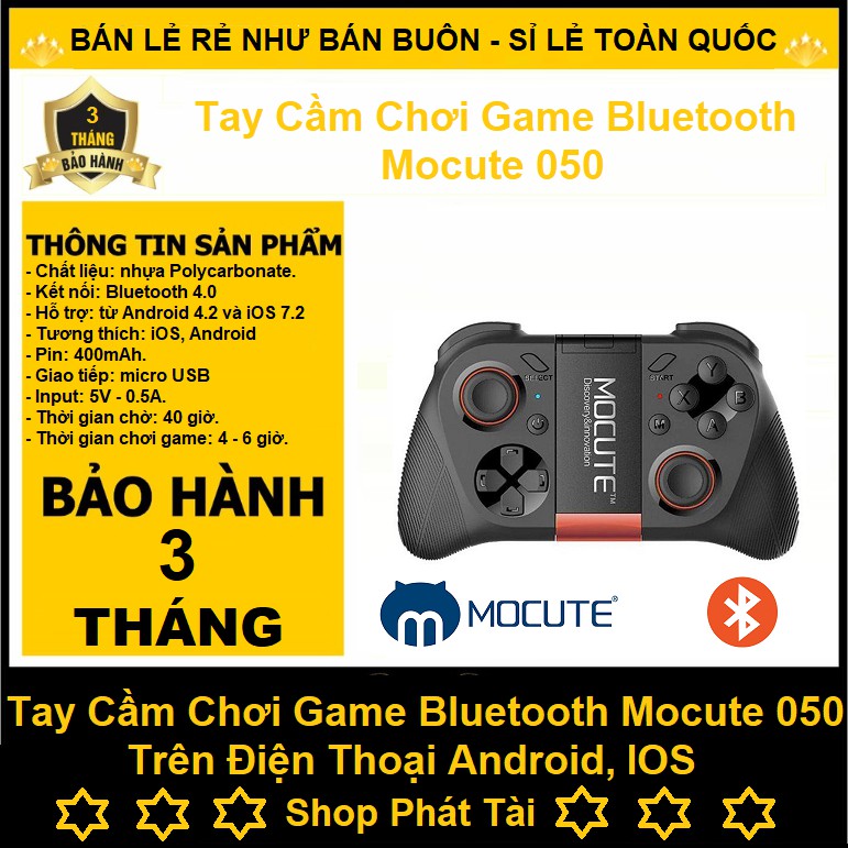 Tay cầm chơi game bluetooth Fifa mobile, Pes, Need for speed Mocute 050 thế hệ mới 2019