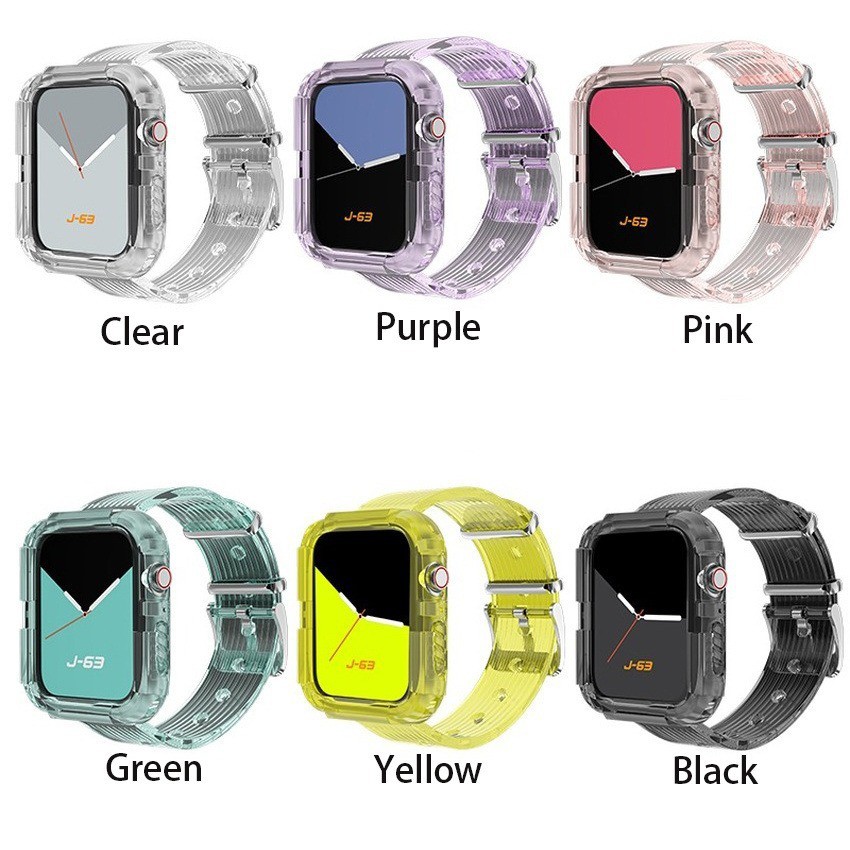 Dây đeo đồng hồ bằng nhựa trong suốt thay thế cho Đồng Hồ Apple Watch Series 6 Se 5 4 3 2 1 38mm 40mm 42mm 44mm