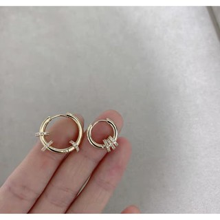 Khuyên tai vòng mix khoẻn tròn đính đá cao cấp - khuyên thép 316l