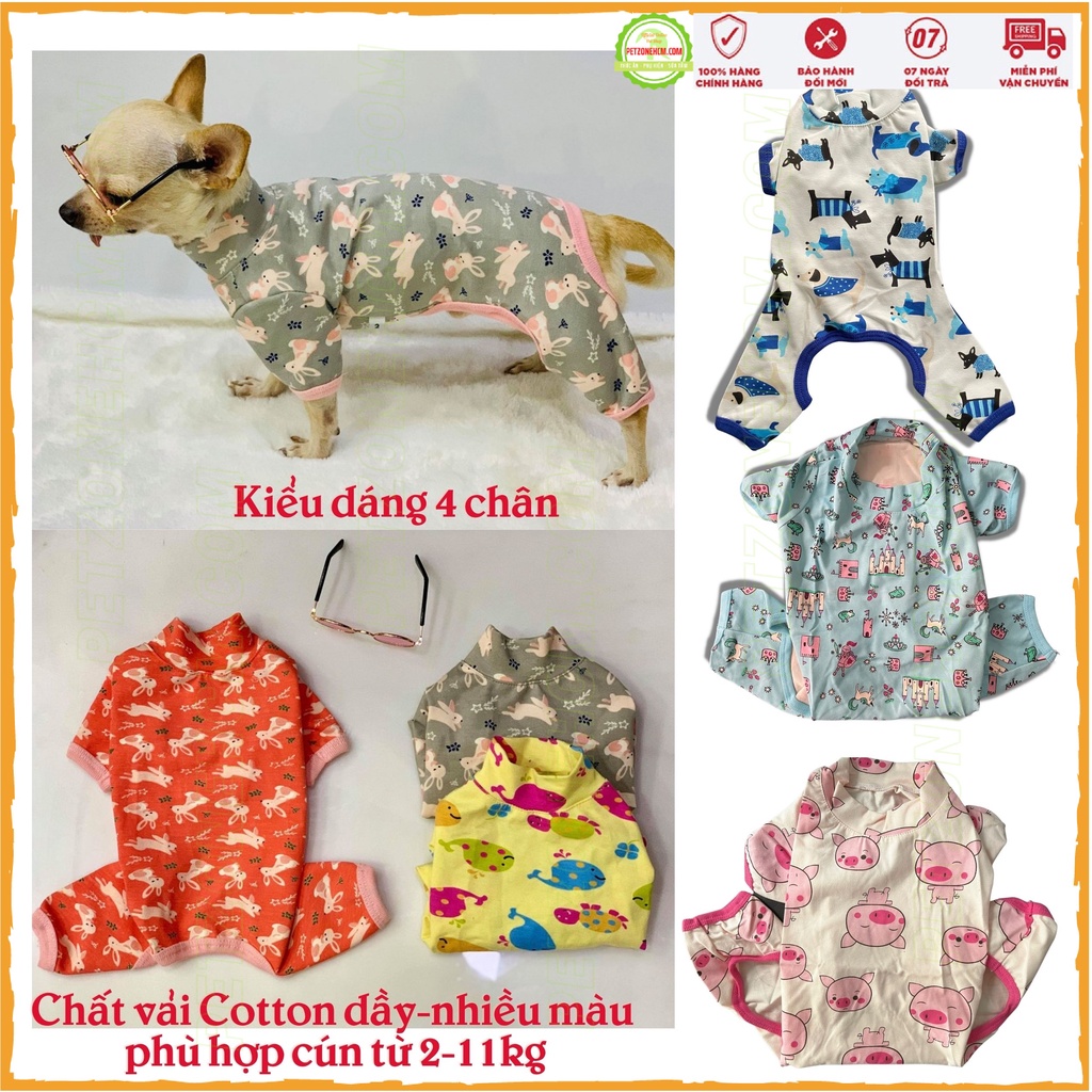 Quần áo thú cưng ️ FREESHIP ️ Thời trang chó mèo áo vải cotton 4 chân đáng yêu,giặt nhanh, mau khô, giữ ấm