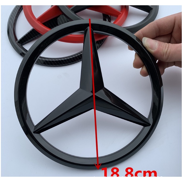 ốp phủ logo mercedes mặt calang phía trước đường kính 18,8cm chất liệu nhựa ABS, đã kèm miếng dán