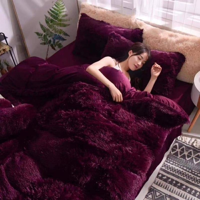 BỘ NỈ LÔNG TIM CAO CẤP NHẬP KHẨU 5 MÓN(TẶNG GỐI TIM TRANG TRÍ SIÊU XINH)