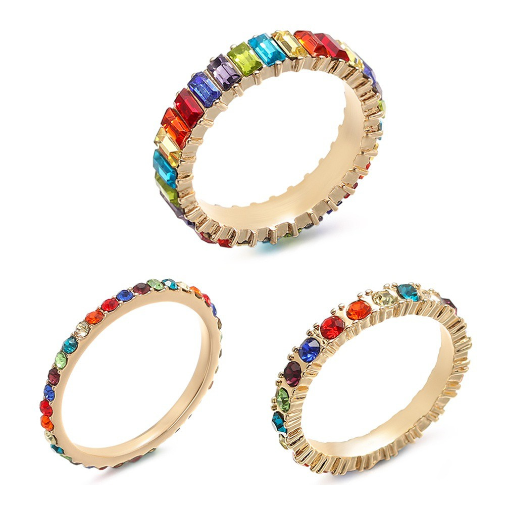Nhẫn Đính Đá Nhiều Màu Lấp Lánh Thời Trang Cho Nữ