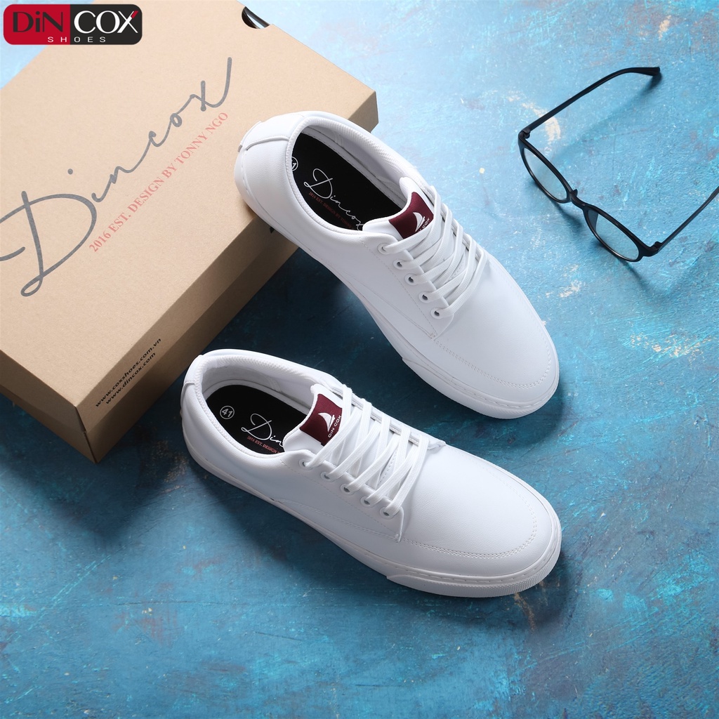 [MÃ WABR1512 GIẢM 12% ĐH 99K ]Giày Sneaker Da Nam DINCOX D06 Thể Thao, Năng Động Full/White