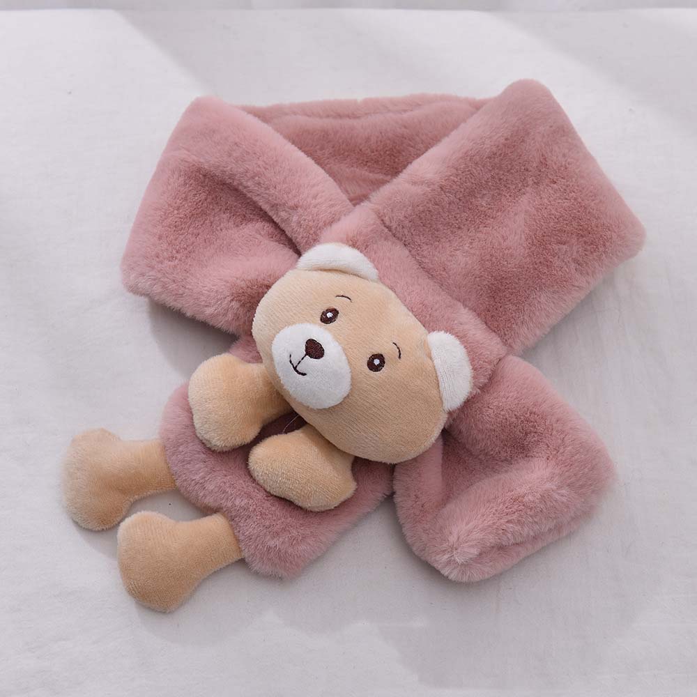 Khăn quàng cổ cho bé gái bé trai, khăn đeo cổ cho bé đính kèm gấu bông đáng yêu