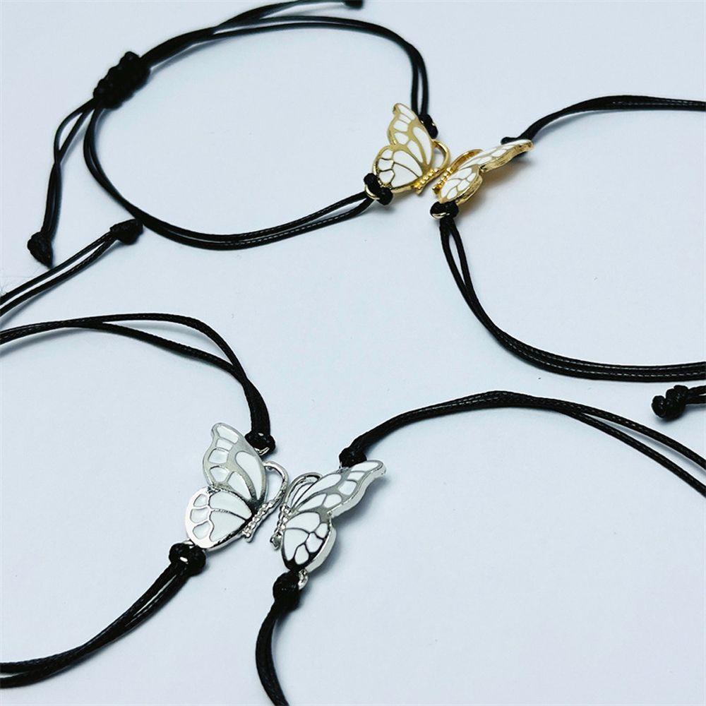 Bộ 2 Vòng Tay Vải Dệt Hình Bướm Dễ Thương Phong Cách Hàn Quốc Cổ Điển Cho Nữ