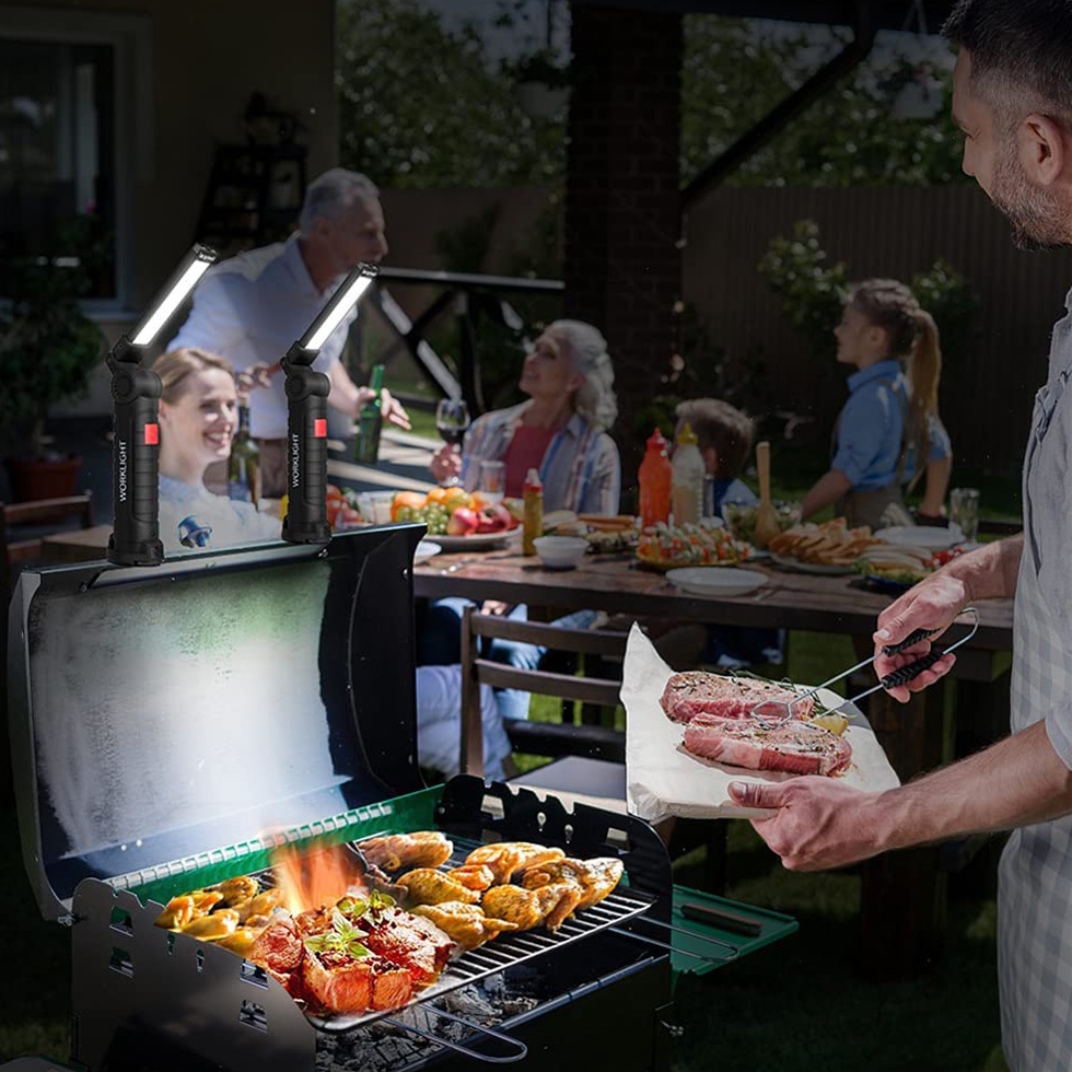 Đèn Pin LED COB Di Động Mới Với Cổng Sạc USB Có Móc Treo Và Đèn Pin Tích Hợp Cho Hoạt Động Ngoài Trời