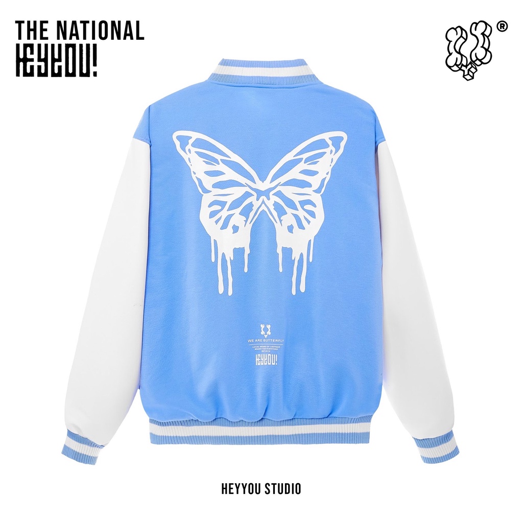  Áo khoác nỉ HEYYOU BUTTERFLY VARSITY BABY BLUE | WebRaoVat - webraovat.net.vn