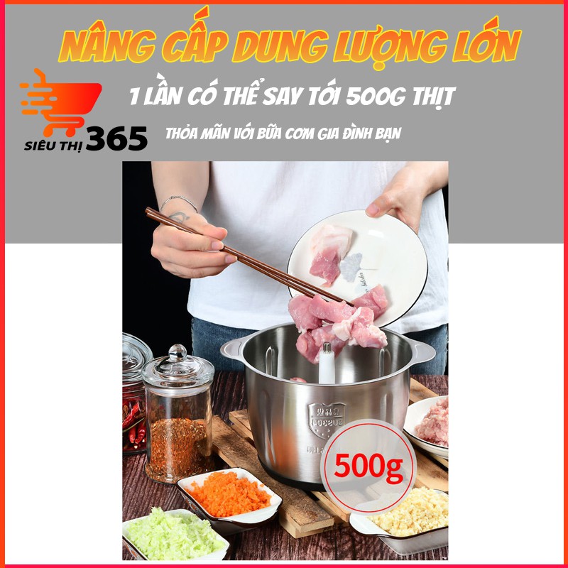 Máy xay thịt cá đa năng Cối Inox 304 4 Lưỡi Đa Năng, Công suất 400W- Xay thịt, xay tỏi ới, xay rau củ quả,loại 2121,bh12