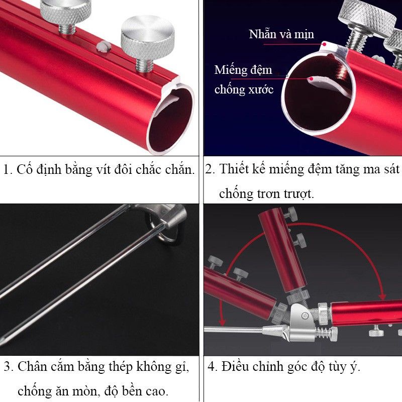 Chân cắm đất gác cần câu đài, chân cắm gác cần 180° và 360°