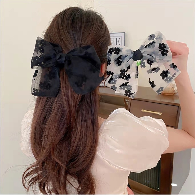 Kẹp Tóc Nơ In Họa Tiết Phong Cách retro Hàn Quốc Cho Nữ