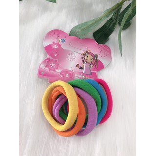 set 6 thun cột tóc trơn dễ xài, chất mịn và dai, độ co giãn tốt.