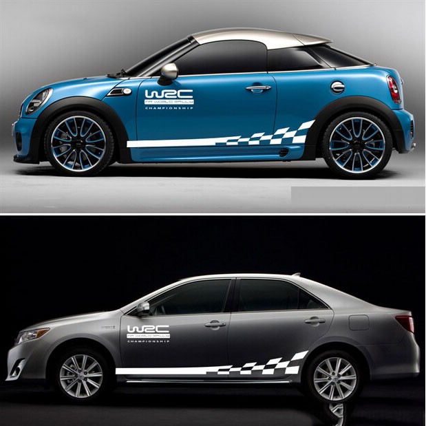 Bộ Tem Decal WRC Kẻ Sọc ô Cờ Dán Sườn Xe ô Tô  Ms-100