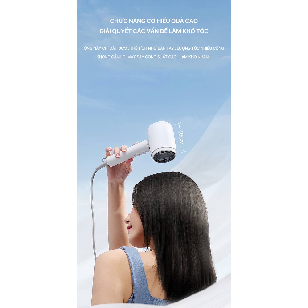 máy sấy tóc ion âm xiaomi showsee A10-W,ion âm chống khô tóc, công suất lớn 1800w