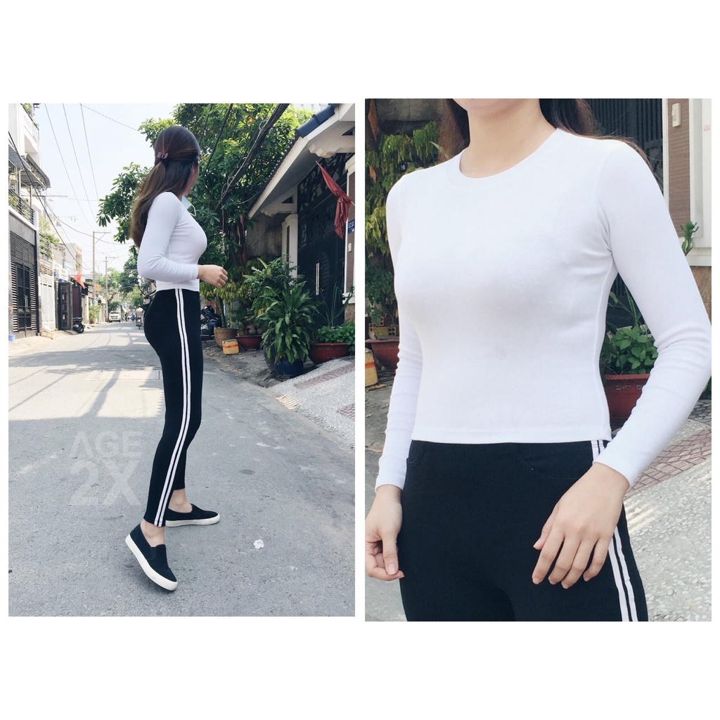 Áo croptop TAY DÀI Light Blue chính hãng AGE2X hàng VNXK CHẤT LƯỢNG CAO