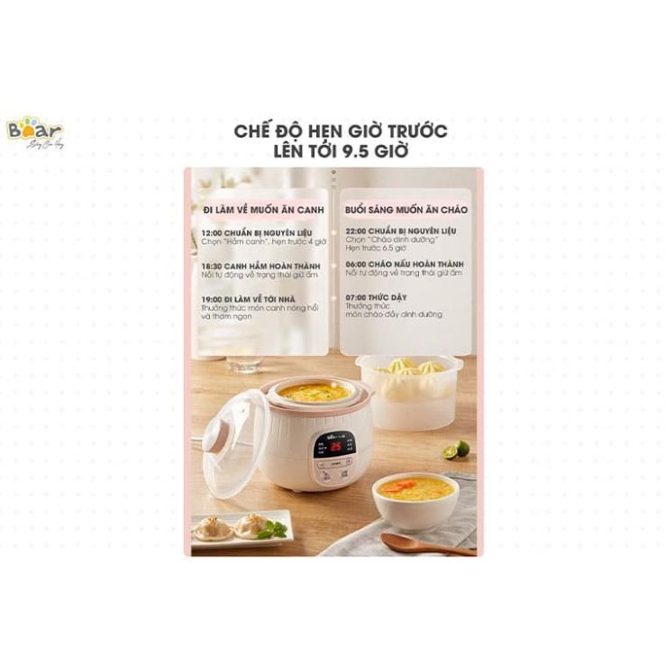 Nồi nấu cháo chậm Bear 0,8L 1,6L bảo hành 18 tháng Mama baby