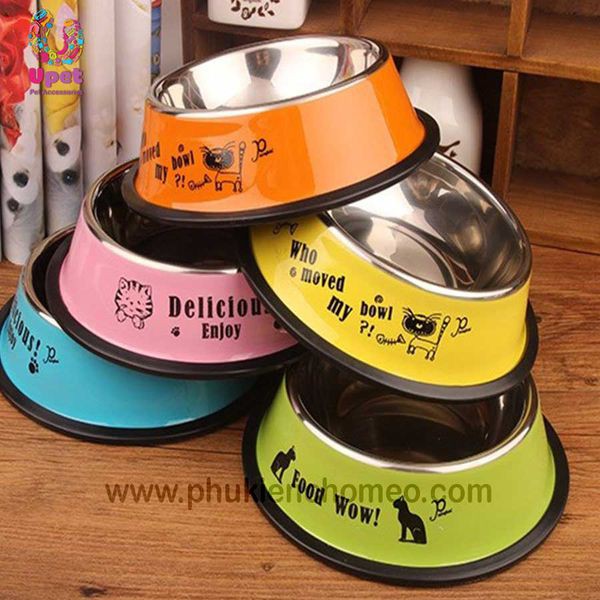 Bát inox , chén inox ,tô inox  cho chó mèo ,in hình màu sắc , có chân cao su ko bị trơn trượt, bền đẹp, an toàn.