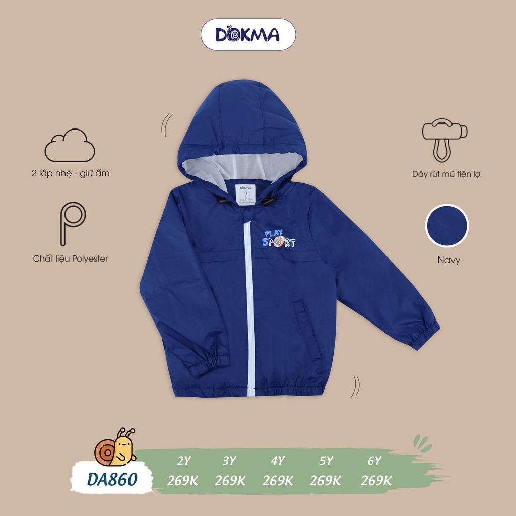 Dokma - Áo khoác gió 2 lớp chất siêu đẹp cho bé 2-6 tuổi DA860