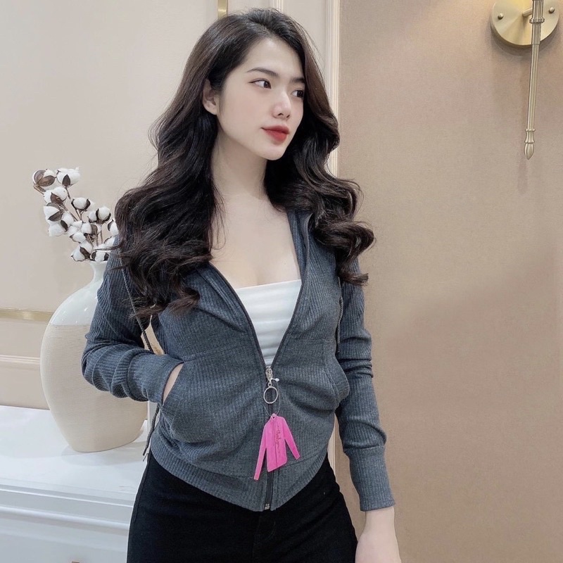 Áo khoác gân sọc y 6 túi