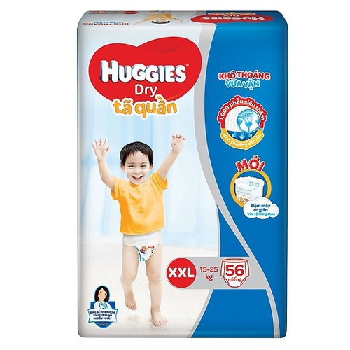 Tã Quần Huggies Dry Gói Cực Đại M74, L68, XL62, XXL56