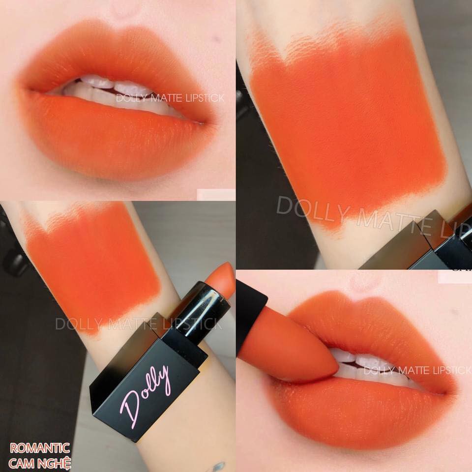 Son sáp lì Dolly Matte Lipstic màu cam nghệ mềm mịn lâu trôi 3.5g