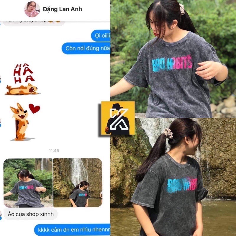 [sẵn ] Áo Thun Loang Cotton Wash Xám B@DHABIT ullzang [ ảnh thật &amp; sẵn ]