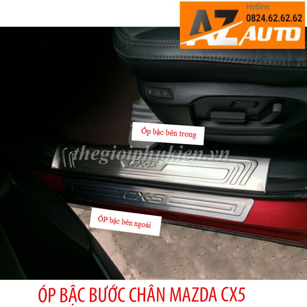 Ốp bậc cửa, Nẹp bước chân Mazda CX-5, CX5 2018 – 2022 INOX(hàng cao cấp)