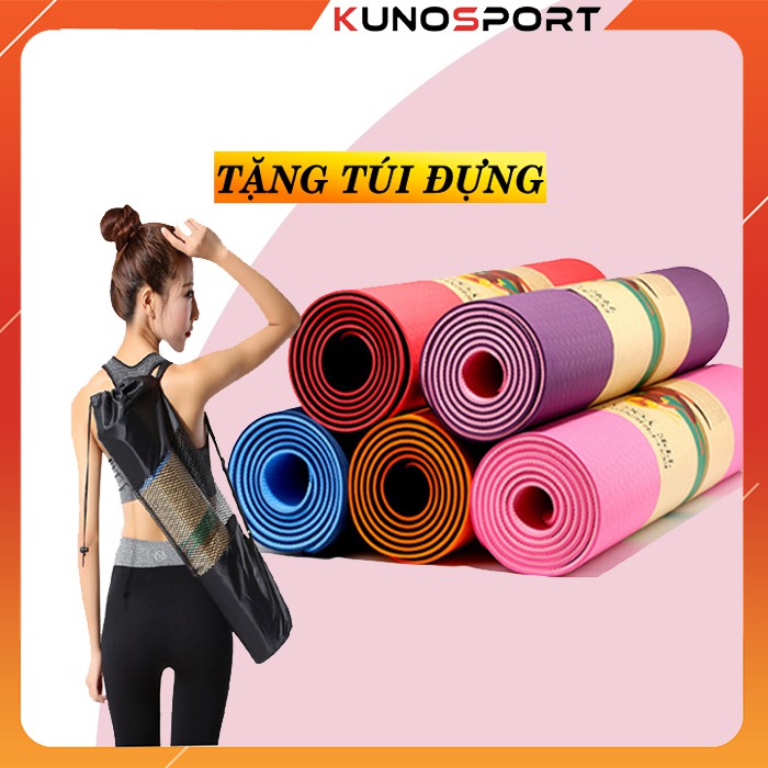 Thảm tập gym yoga KUNOSPORT chất liệu TPE 6MM mẫu chọn lọc có tặng kèm túi đựng