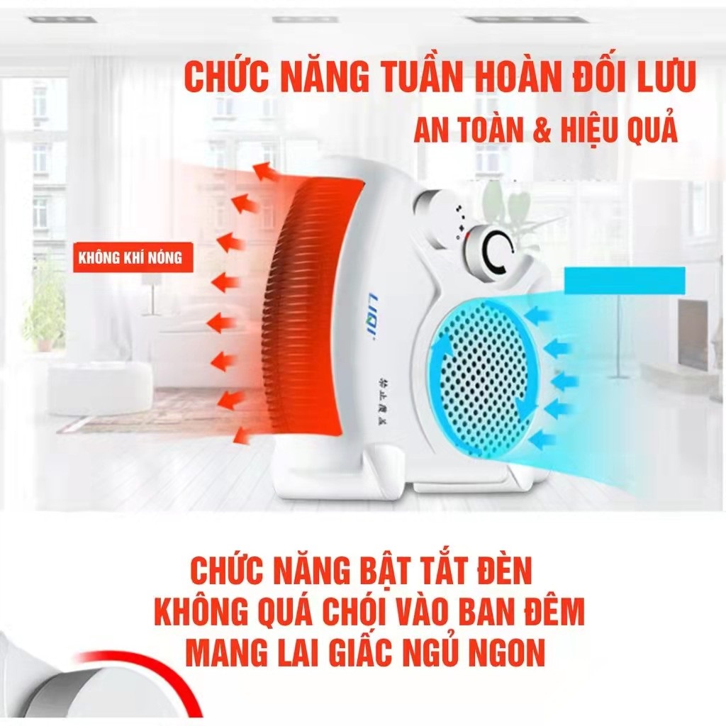 Quạt sưởi văn phòng, máy sưởi ấm cho trẻ 2 tốc độ, điều chỉnh nhiệt độ,an toàn, tiết kiệm điện