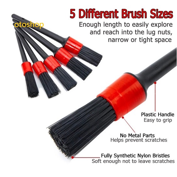Bộ 5 chổi cọ rửa vệ sinh nội ngoại thất xe ô tô