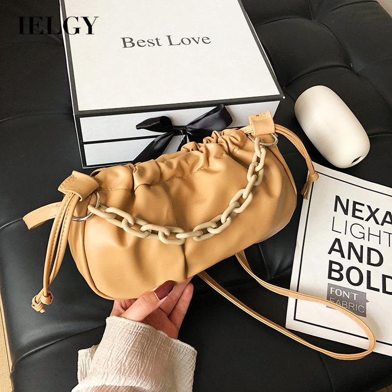 IELGY Túi Đeo Chéo Xếp Ly Nhỏ Gọn Phong Cách Phương Tây Mới Cho Nữ