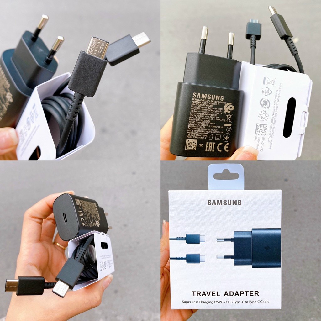 Bộ Sạc Nhanh Samsung PD 25W Note 10 Note 20 A71 A70 A80 S20 S20+ S20 Ultra Sạc nhanh 2 đầu type C Phụ Kiện Chấn Thiên