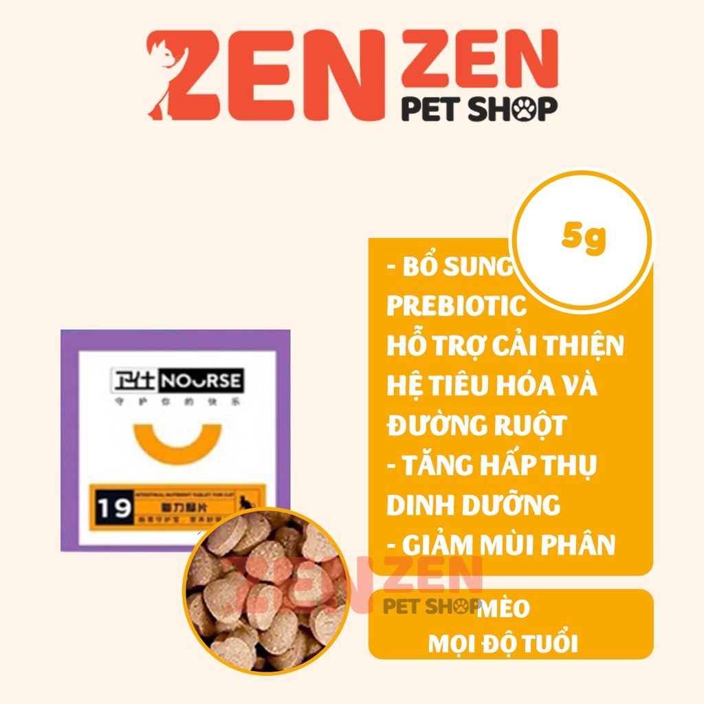 NOURSE - Gói  dùng thử 10 viên - Vitamin cho chó mèo - Viên nhai tổng hợp, dưỡng lông, tiêu búi lông, bí tiểu, hô hấp