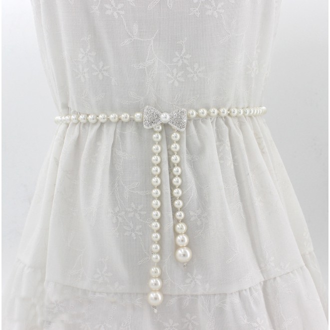 Thắt lưng nữ chuỗi ngọc mặt nơ đính đá TTL58