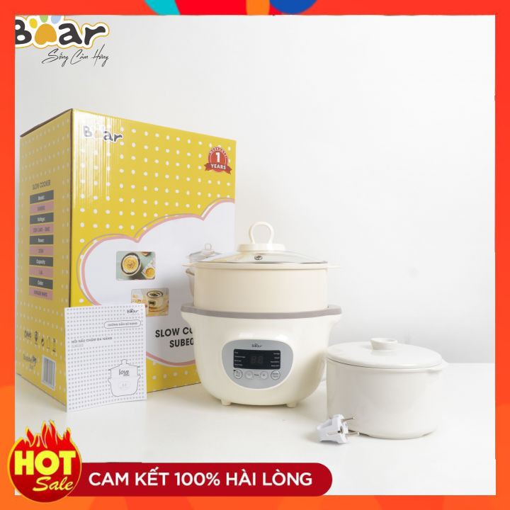 Nồi Nấu Cháo Chậm, Nồi Nấu Chậm 1,6L, Nồi Đa Năng Kèm Lồng Hấp, Bảo Hành 18 Tháng