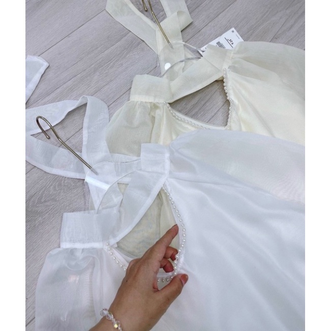 Áo sơ mi cổ phối ngọc dáng rộng hot hit_011 chất mát, phom đẹp, nội y xanh