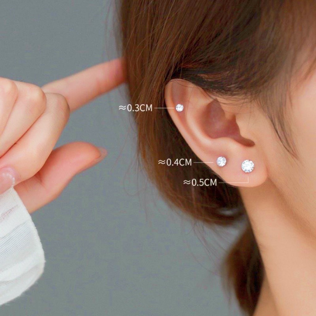 Khuyên tai nữ đính đá, bông tai nữ bạc 925 đẹp Minh Hằng Jewelry