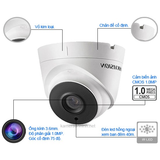 Camera giám sát trong nhà Hikvision DS-2CE56C0T - IT3 - HD720P- 1.0MP