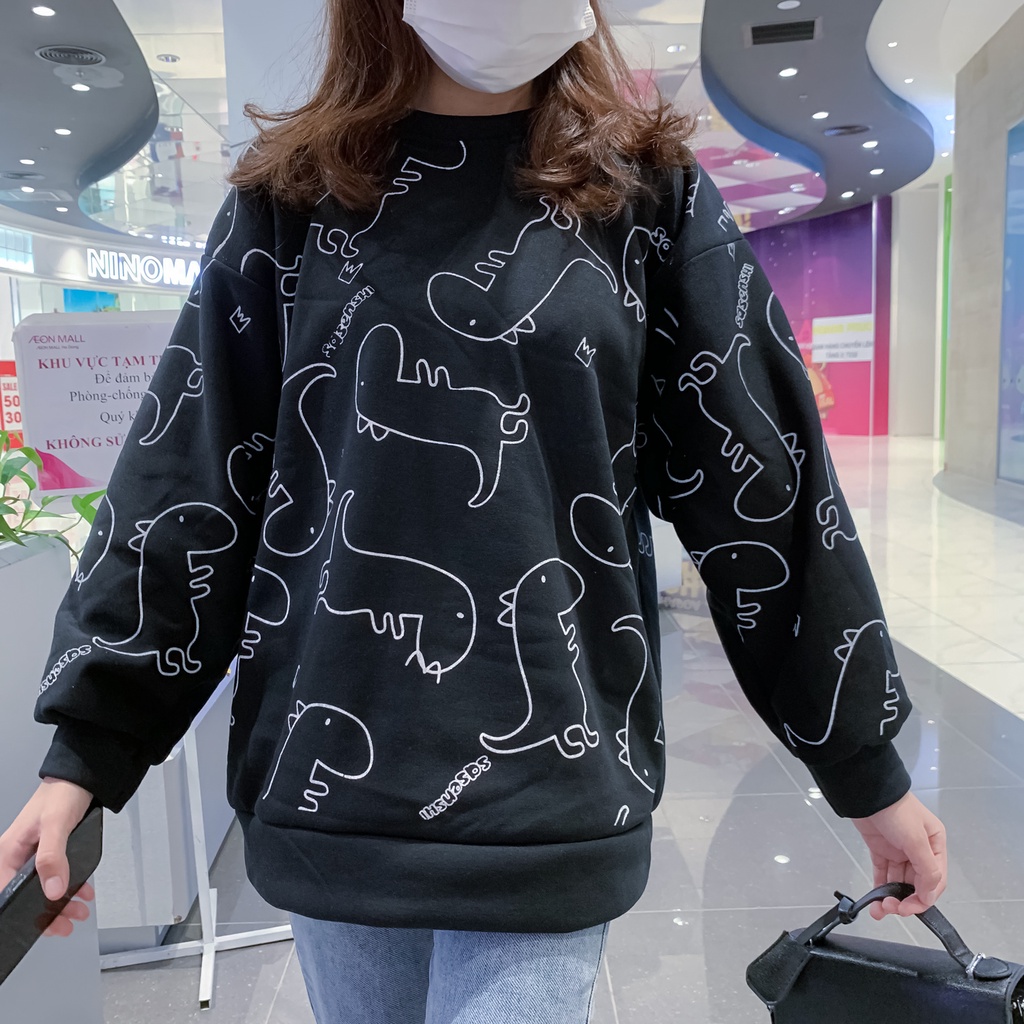 Áo Sweater Nỉ Ngoại Khủng Long Form Rộng Tay Phồng - Áo Swt | BigBuy360 - bigbuy360.vn