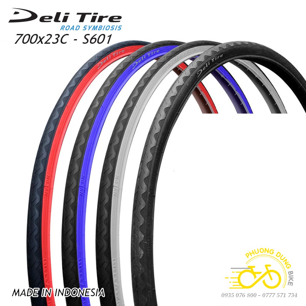 Vỏ lốp xe đạp Deli Tire S601 700x23C - Lốp màu 1 chiếc