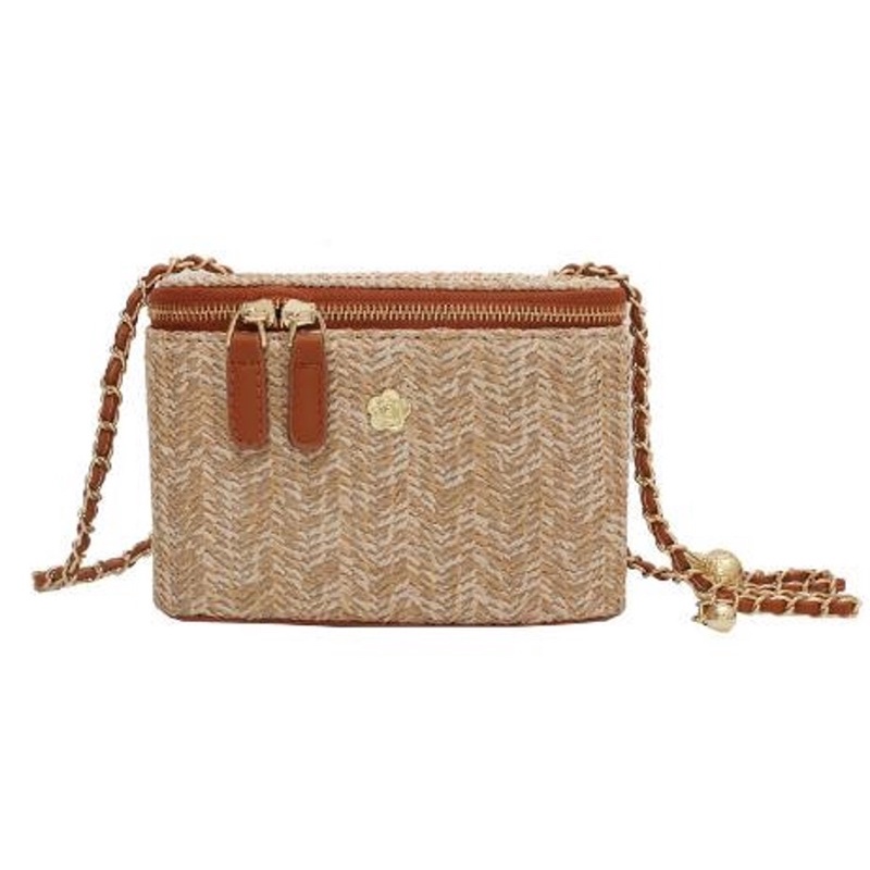 Túi đeo chéo đan cói phong cách Vintage, túi đựng mỹ phẩm, đi chơi, du lịch siêu hot