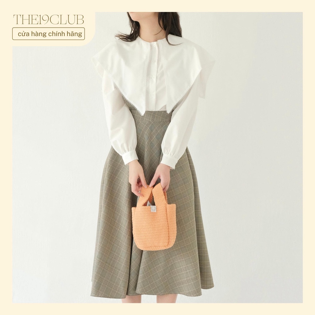 THE19CLUB - Chân váy yếm hoạ tiết kẻ dáng dài có dây điều chỉnh - MADISON SKIRT