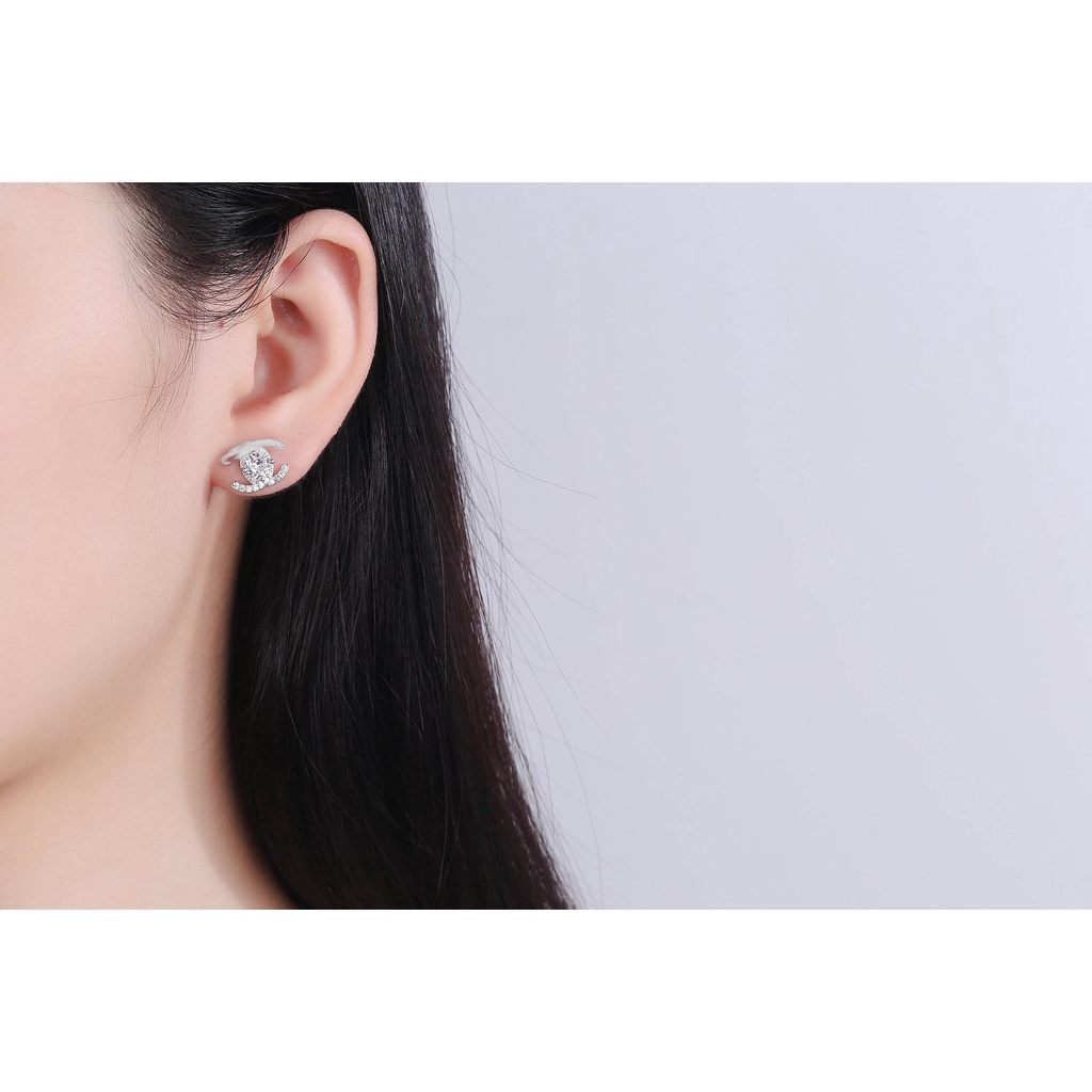 (MớI) Bông Tai Chữ C ĐíNh Đá Đơn GiảN