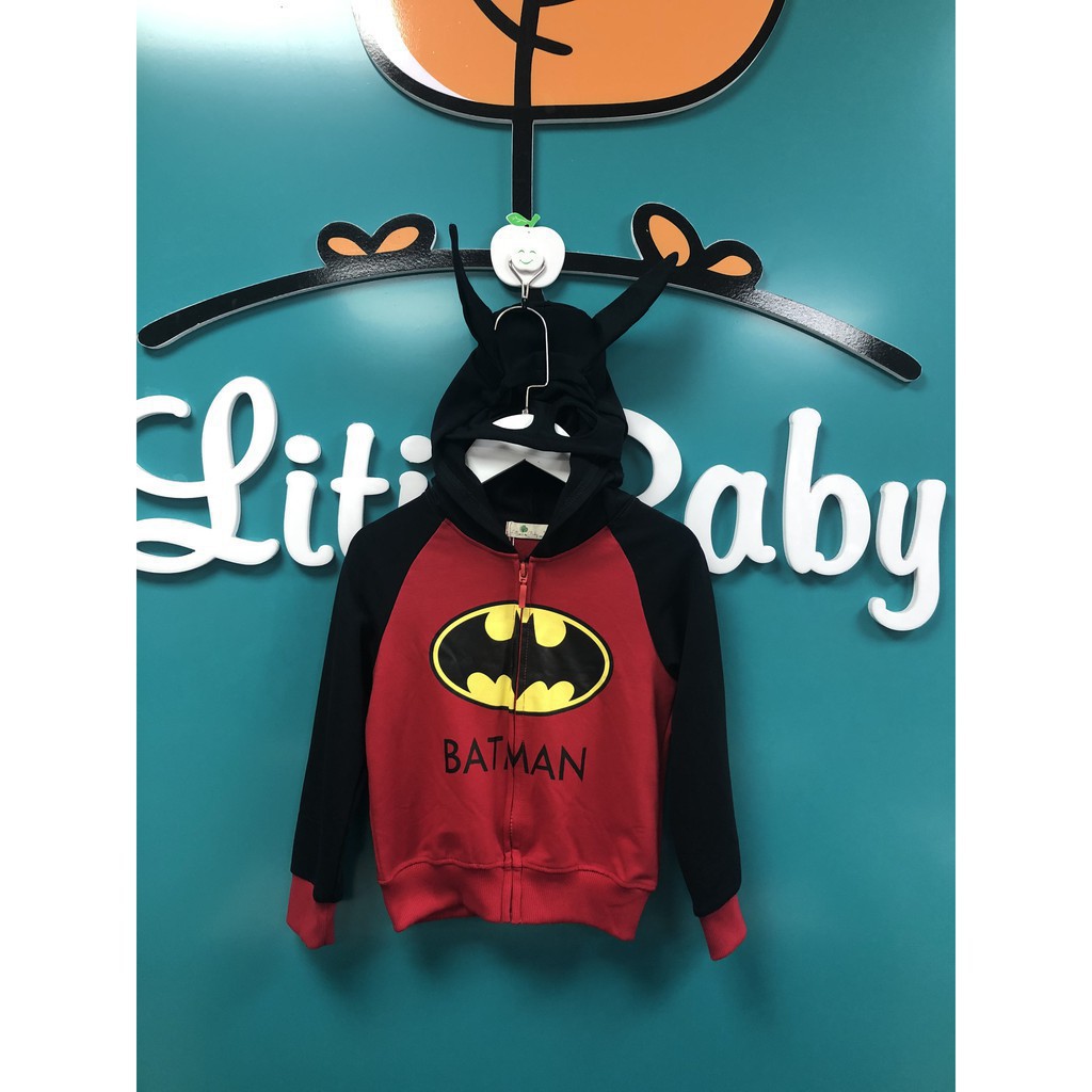 Áo khoác nỉ da cá dài tay thu đông in hình siêu nhân, có mũ, bo gấu bé trai size 3-10T, cho bạn từ 12-30kg. Chất cực đẹp